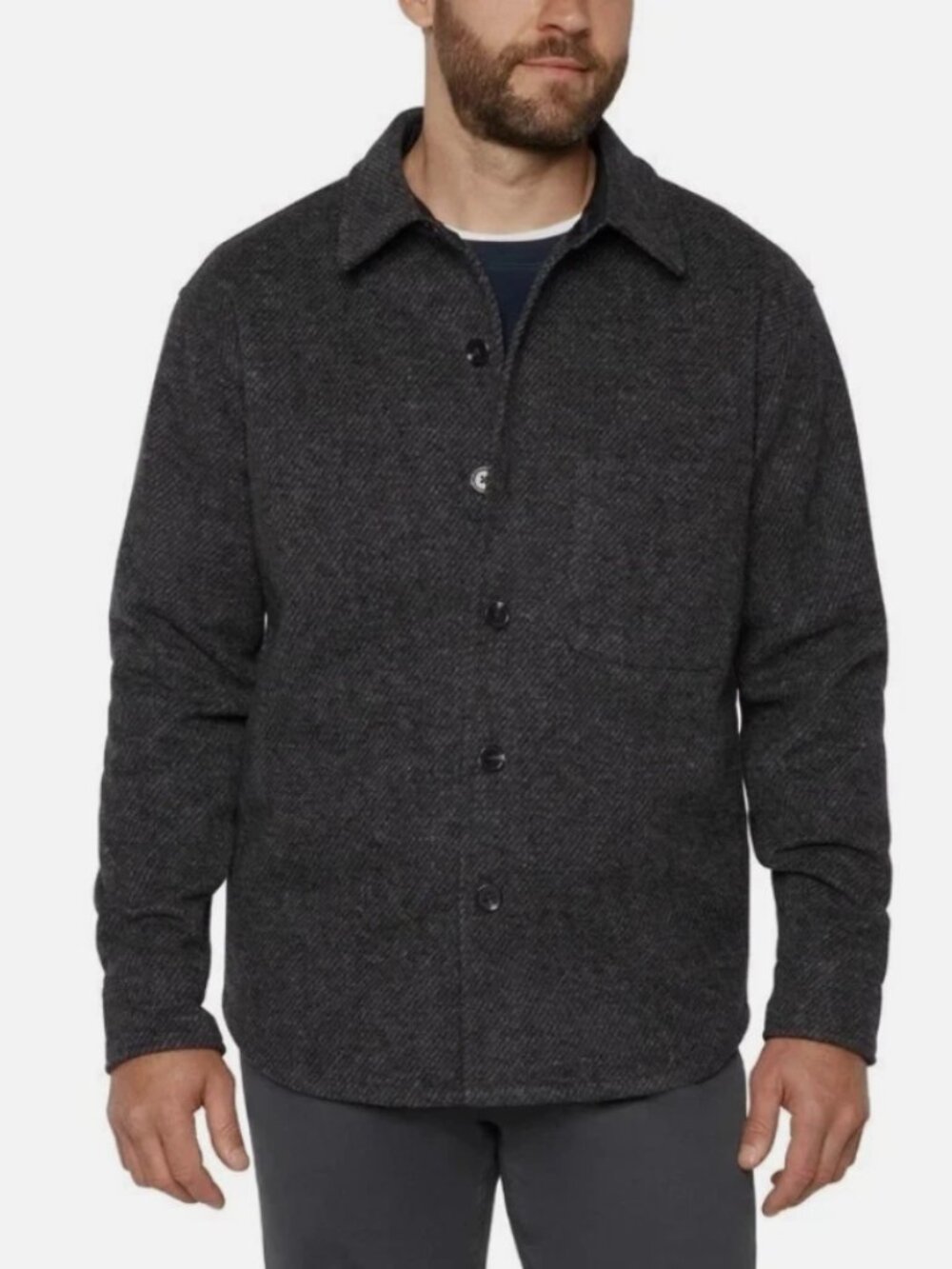 Banana Republic Men's Regular Fit Lined Warm Cozy Shirt Jacket, Black, Size XL